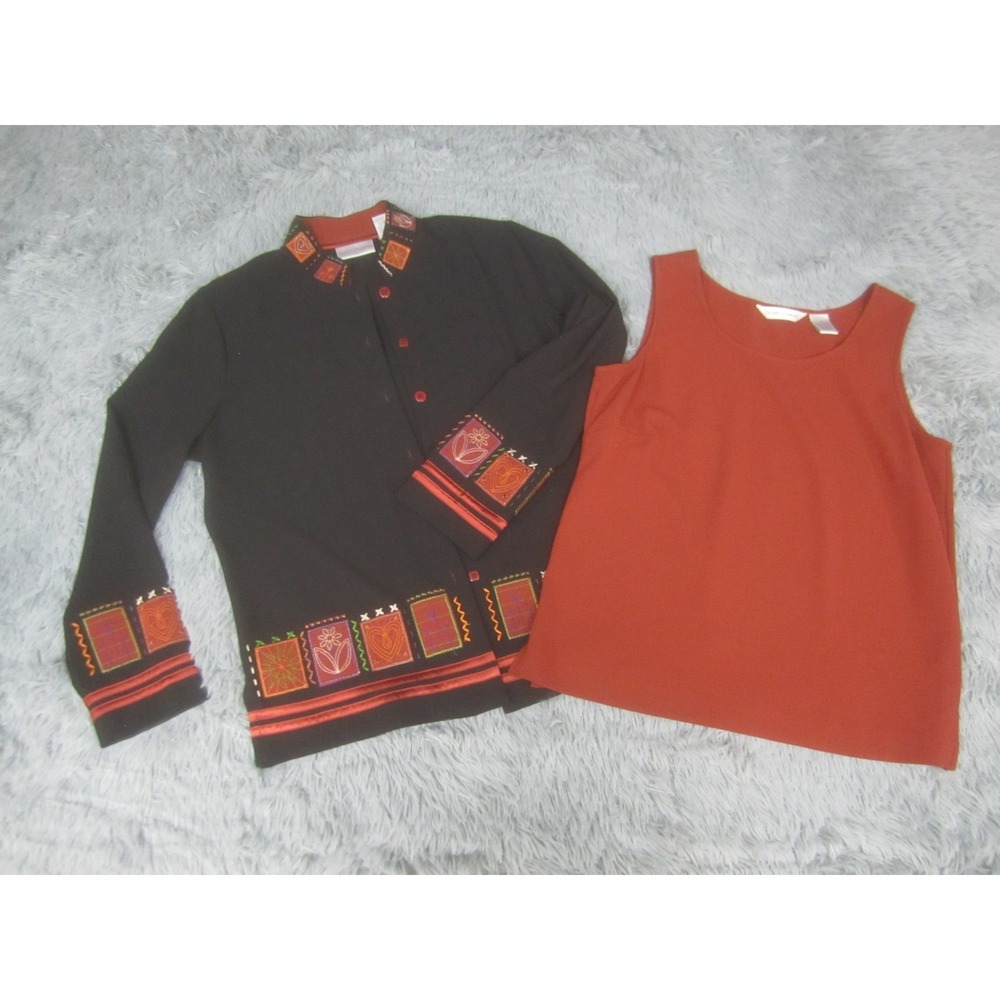 Drapers & Damons Jacket & Shirt Womens Medium Black Orange Casual‎
